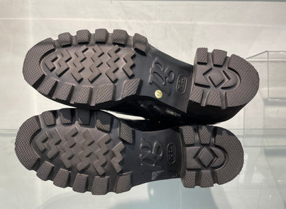 pg Paul Green New Croc Effect Black Leather Biker Style Block Heel Boots UK 4.5