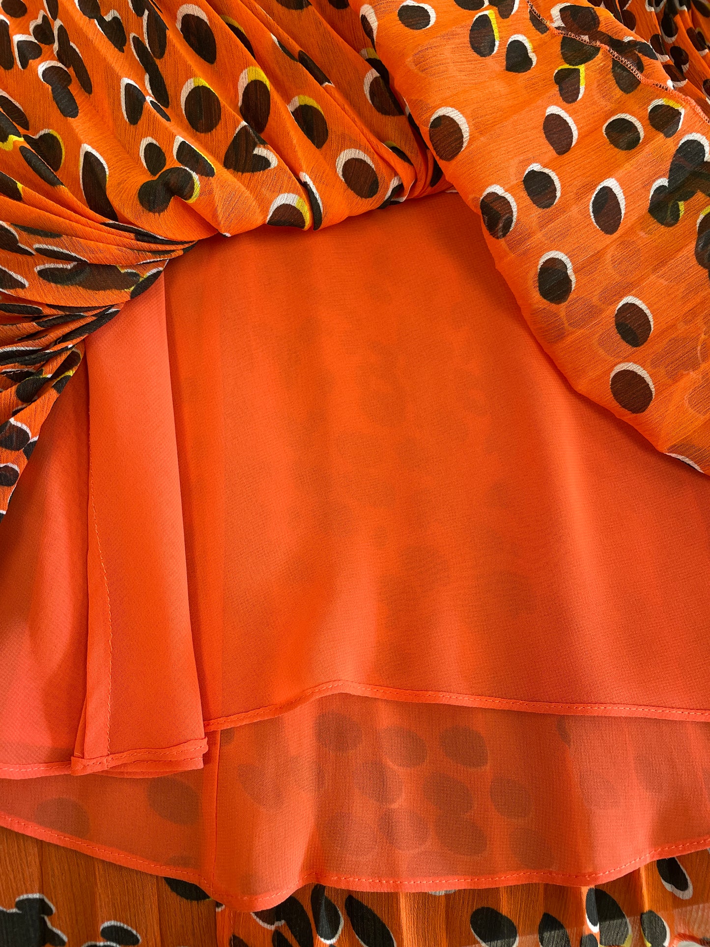 Whistles Orange Spot Print Pleated Knee Length Skirt Size 10