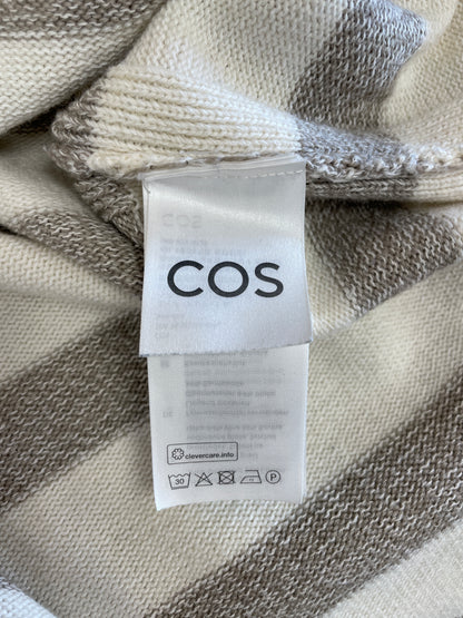 Cos Beige Cream Stripe Roll Neck Long Sleeve Jumper Extra Small
