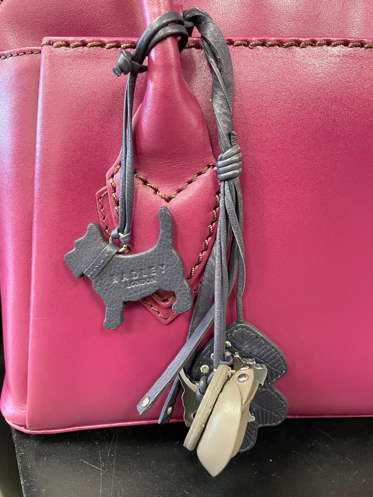 Radley Purple Leather Bag Handbag with Charms
