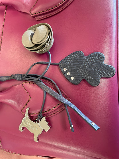 Radley Purple Leather Bag Handbag with Charms