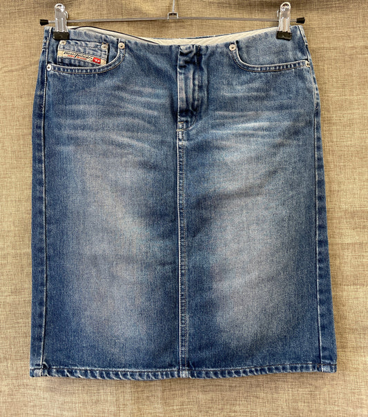 Diesel Industry Y2K Blue Denim Mini Skirt Size 28