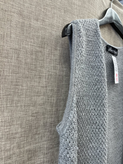 James Alexander Grey Alpaca & Silk Knitted Drape Waistcoat Small