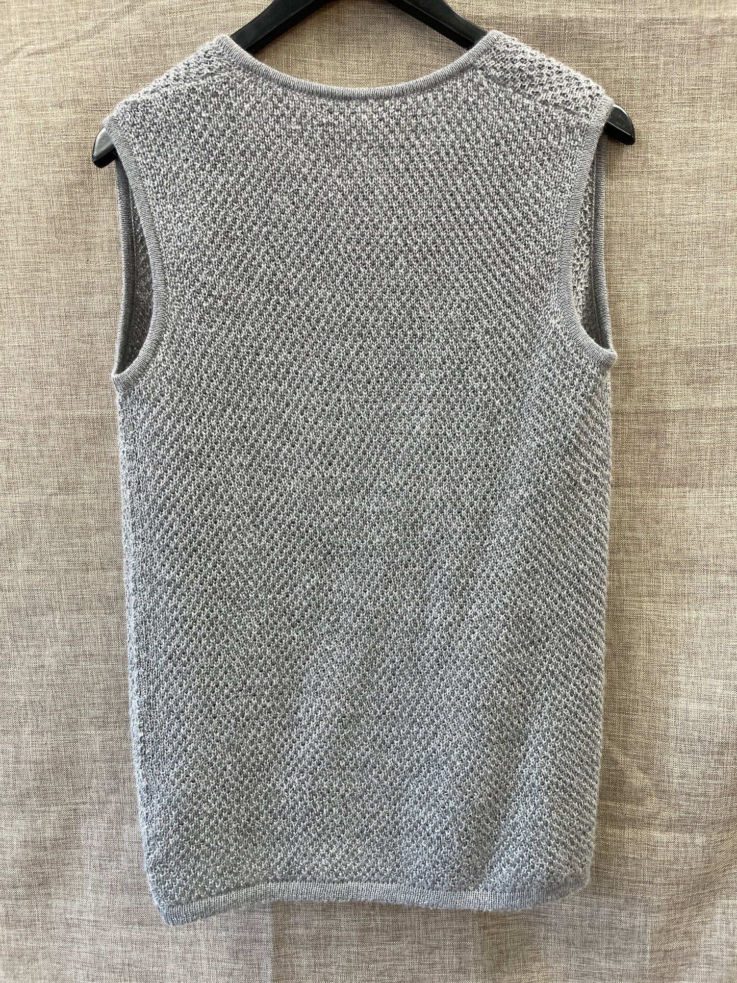 James Alexander Grey Alpaca & Silk Knitted Drape Waistcoat Small