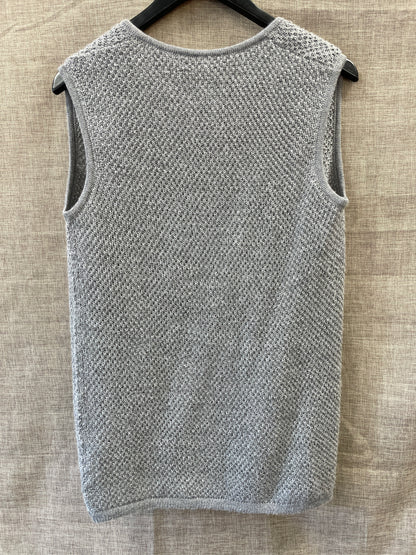James Alexander Grey Alpaca & Silk Knitted Drape Waistcoat Small