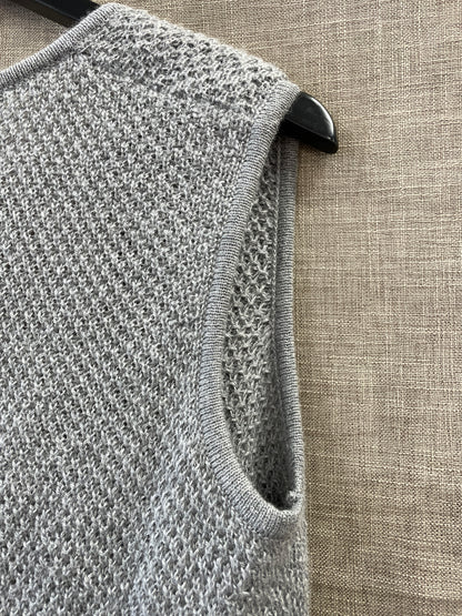James Alexander Grey Alpaca & Silk Knitted Drape Waistcoat Small