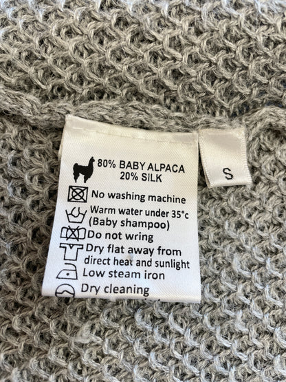 James Alexander Grey Alpaca & Silk Knitted Drape Waistcoat Small
