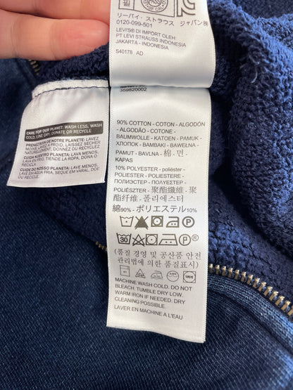 Levi's Levi Strauss Red Tab Blue Indigo Distressed Hoodie Sweatshirt Medium