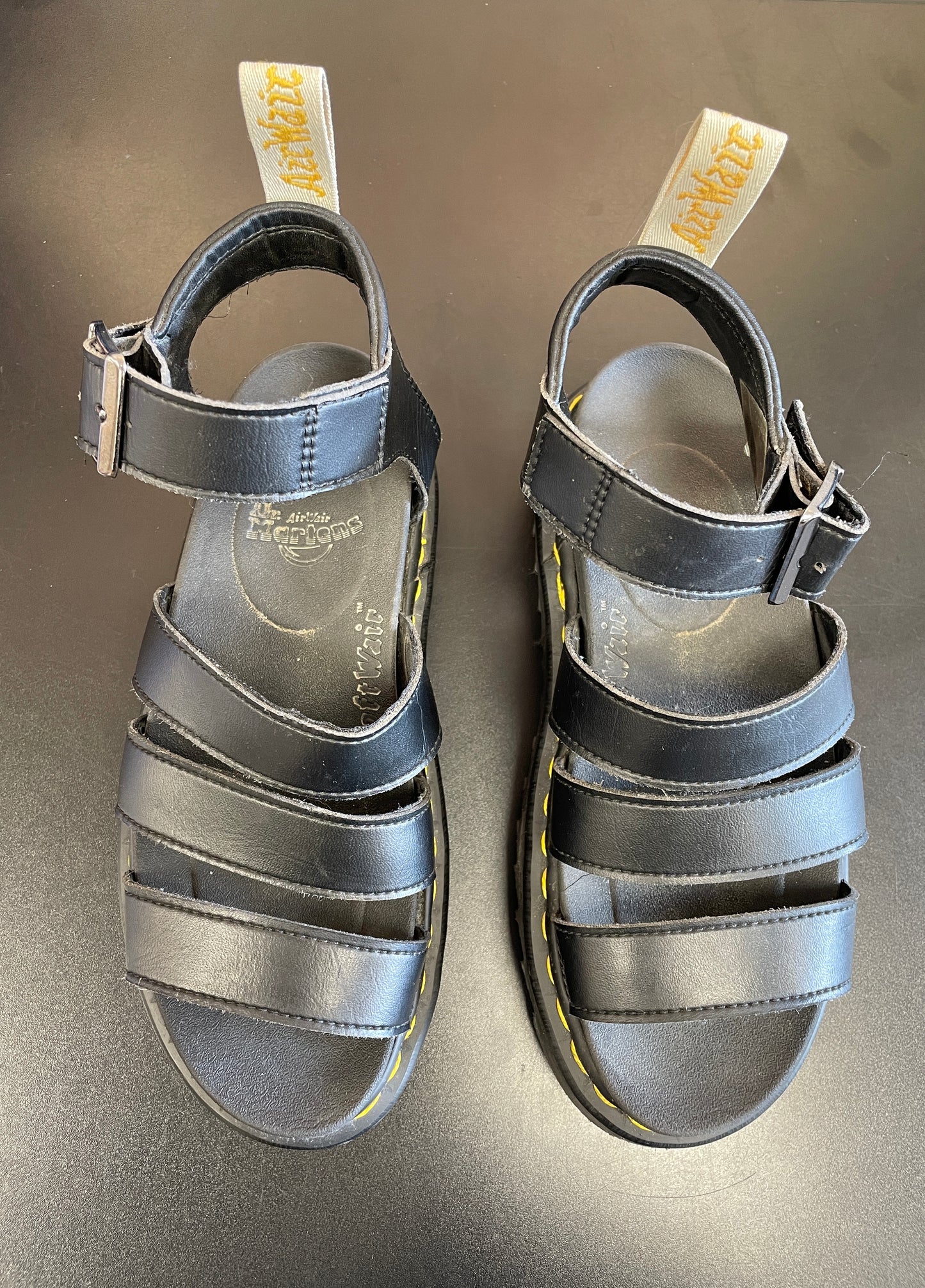 Dr Martens AirWair Black Leather Strap Sandals Size 3