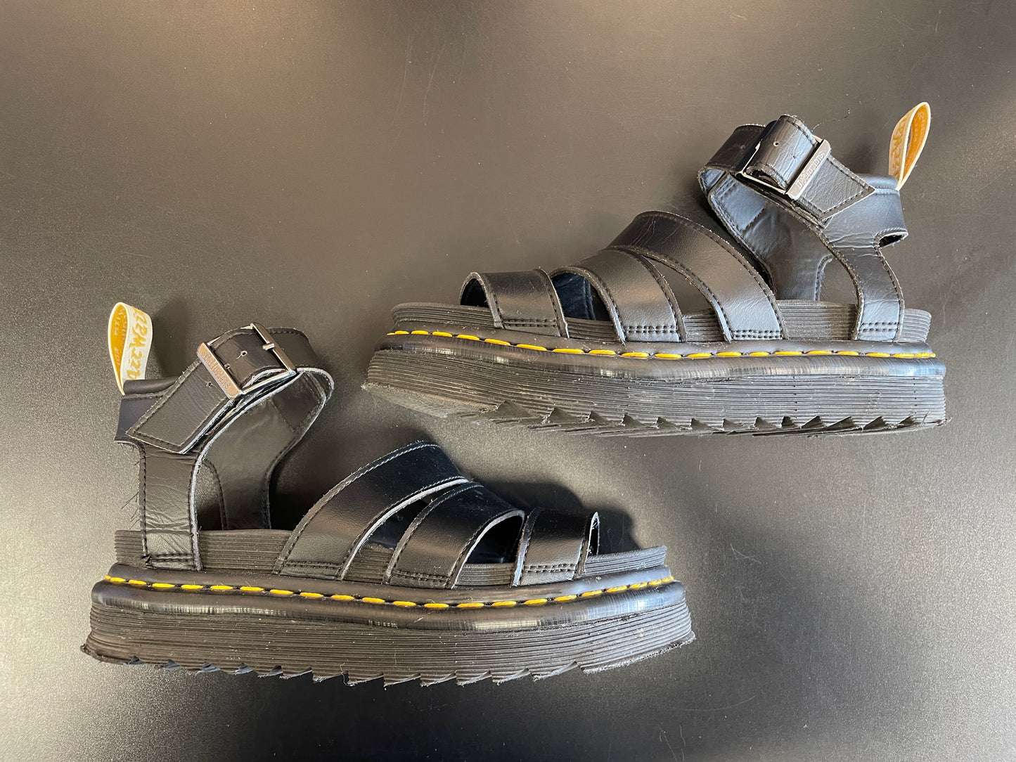 Dr Martens AirWair Black Leather Strap Sandals Size 3