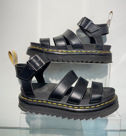 Dr Martens AirWair Black Leather Strap Sandals Size 3