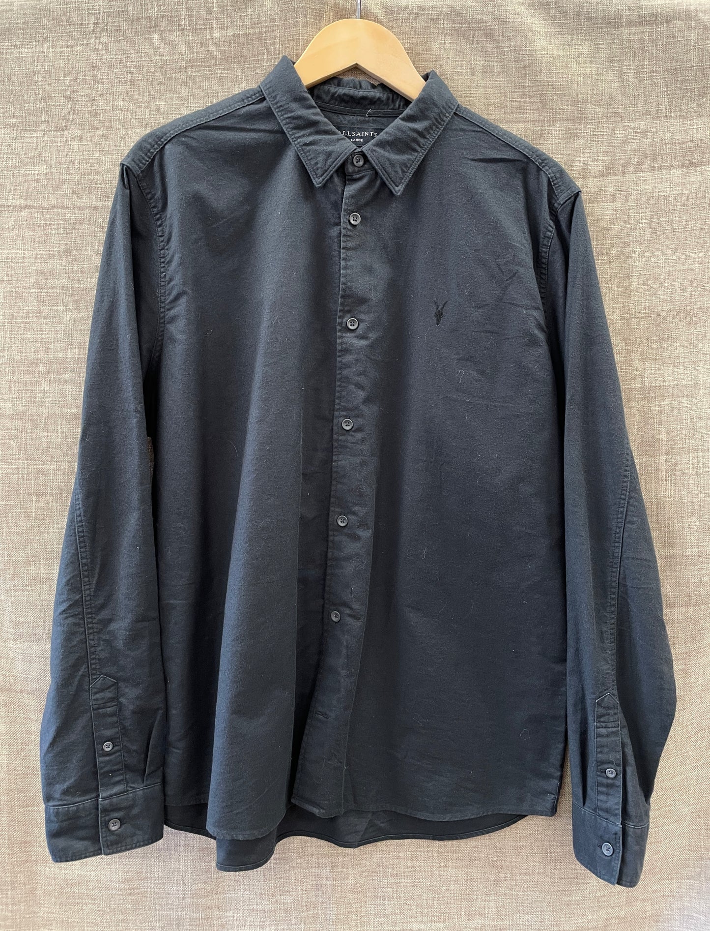 All Saints Black Long Sleeve Shirt Large