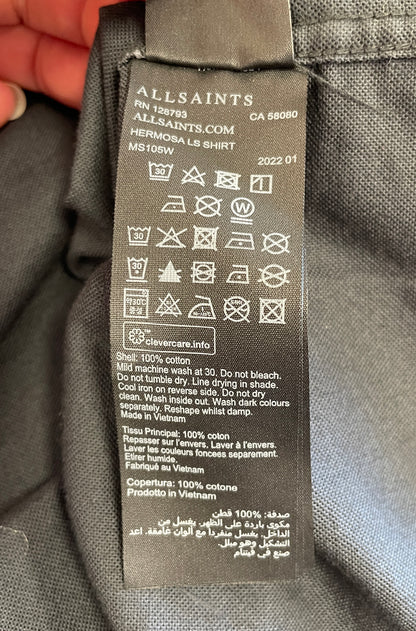 All Saints Black Long Sleeve Shirt Large
