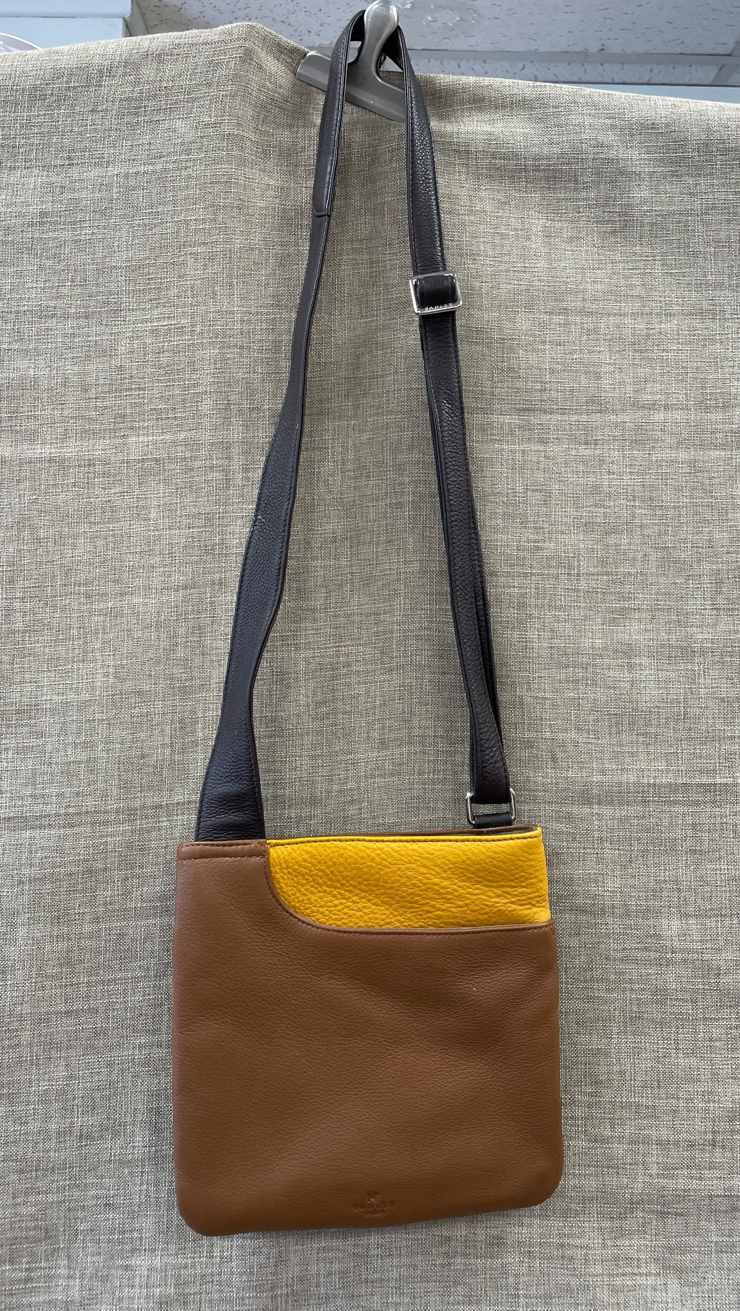Radley Brown Tan Yellow Leather Crossbody Bag Handbag