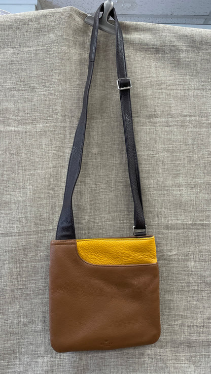 Radley Brown Tan Yellow Leather Crossbody Bag Handbag