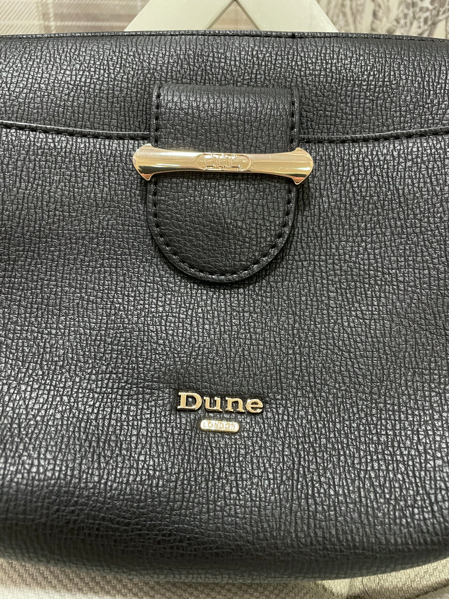 Dune Black Faux Leather Handbag Bag with Gold Hardware