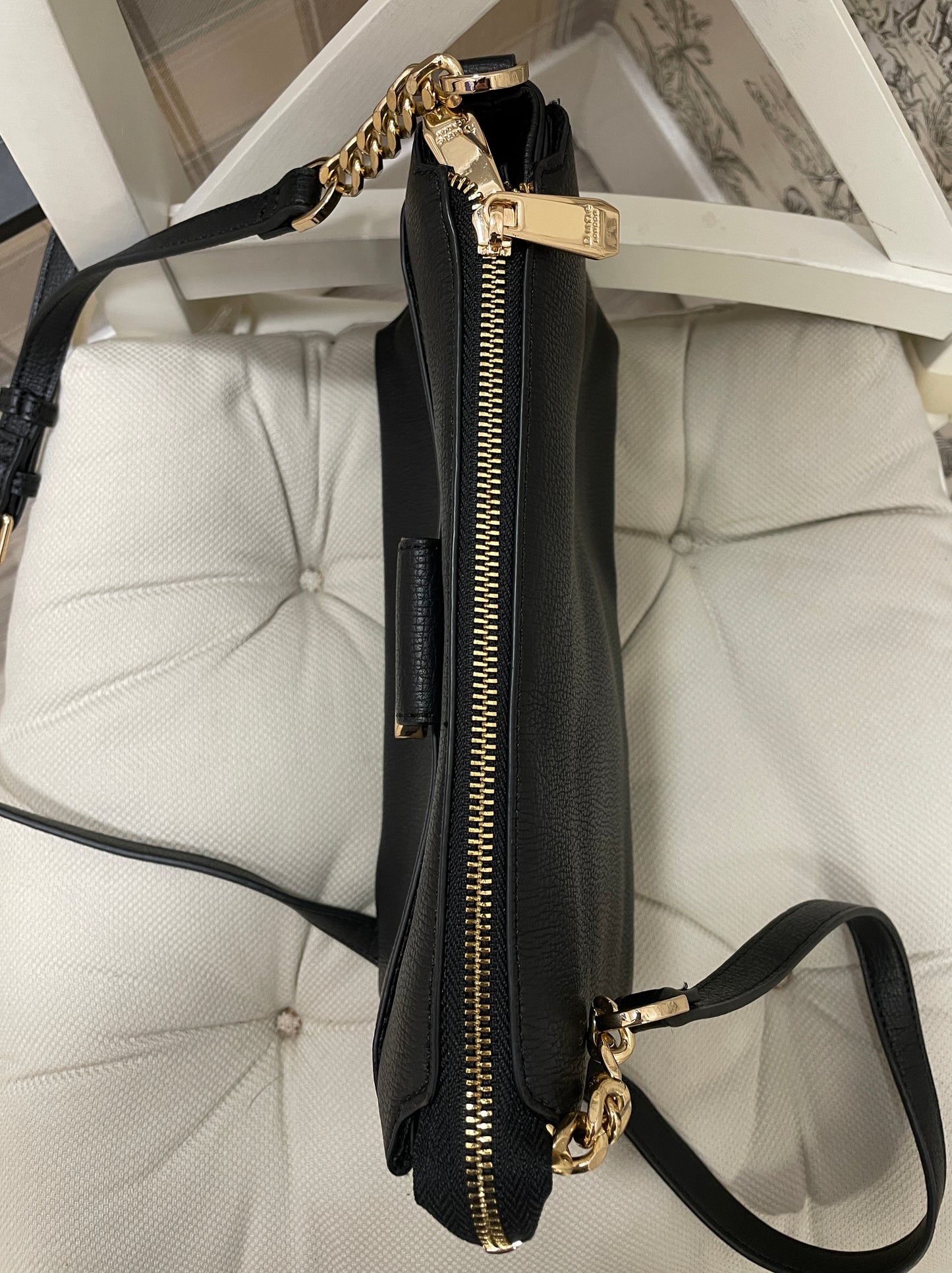 Dune Black Faux Leather Handbag Bag with Gold Hardware