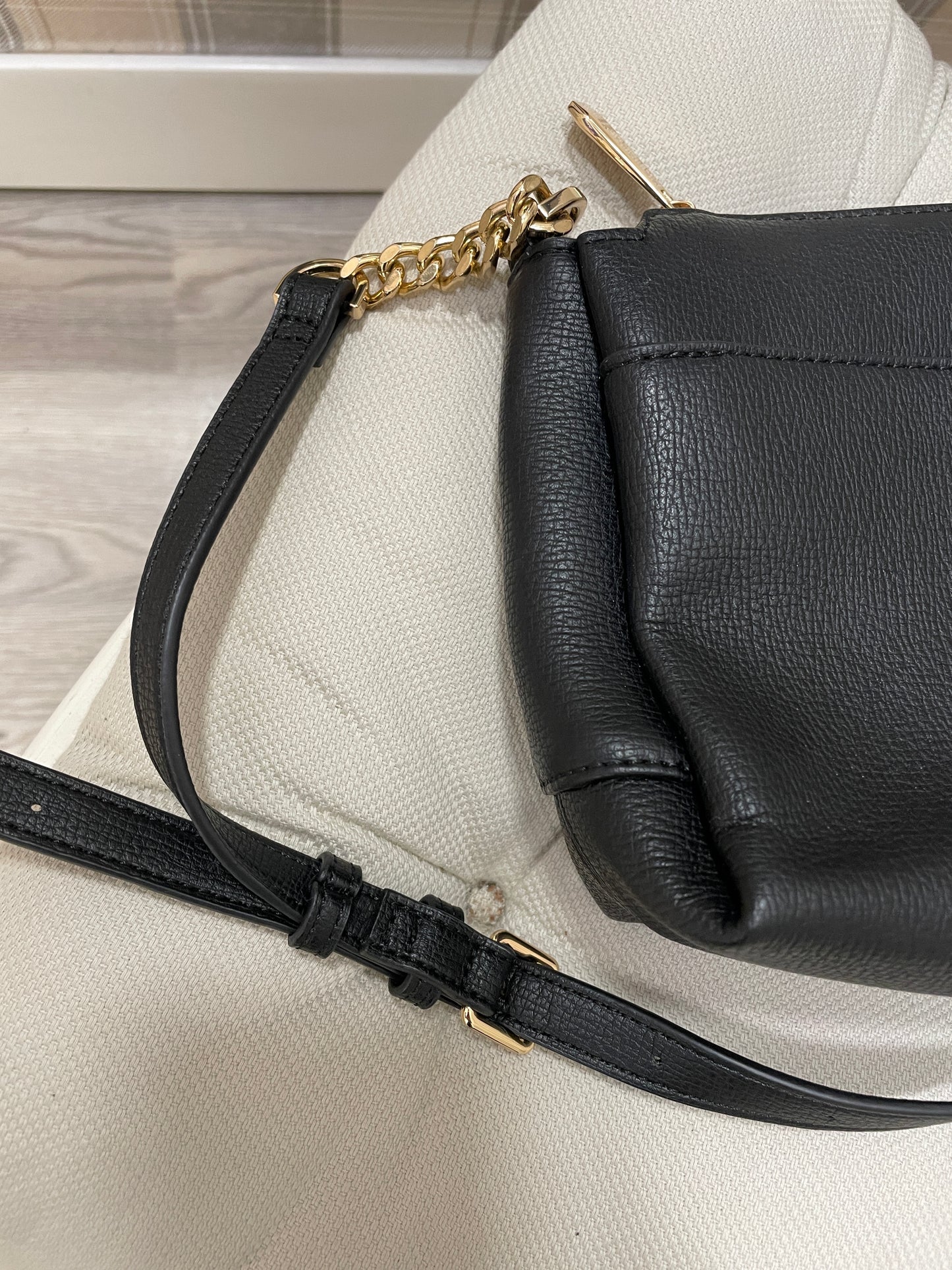 Dune Black Faux Leather Handbag Bag with Gold Hardware