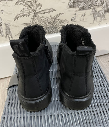 Doc Dr Martens Black Leather Nubuck Fur Lined Air Wair Ankle Boots UK 3
