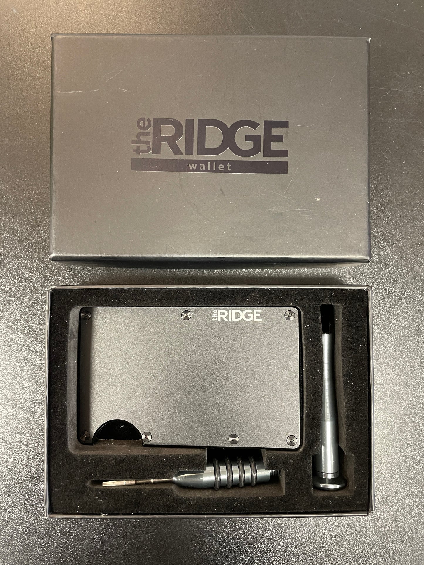 The Ridge Black Metal Money Clip & Accessory with Box