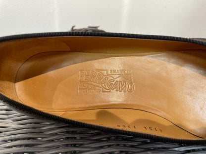 Salvador Ferragamo Black Patent Flat Ballet Pump Shoes Size 9 UK 6