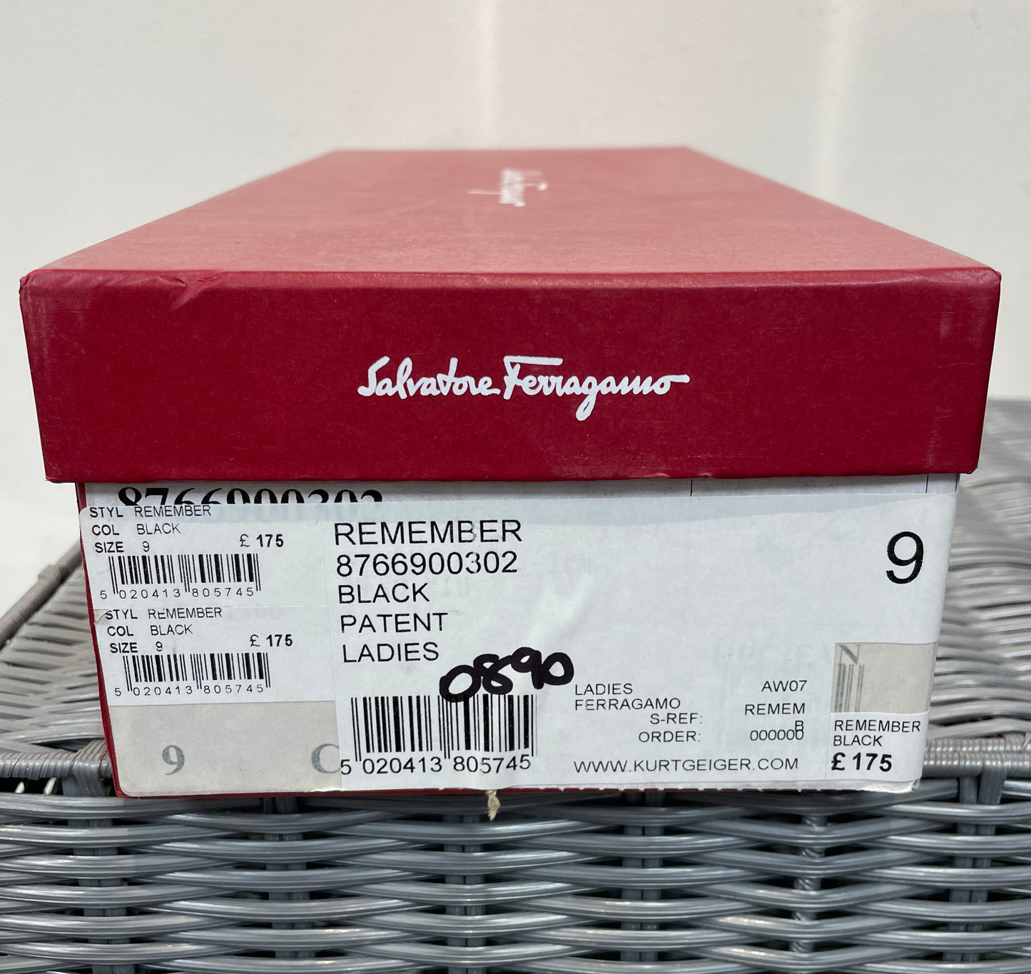 Salvador Ferragamo Black Patent Flat Ballet Pump Shoes Size 9 UK 6