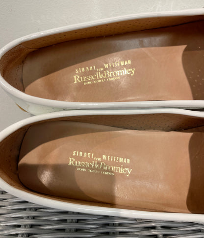Stuart Weitzman for Russell & Bromley White Patent Leather Flat Moccasin Shoe 9.5 UK 7.5