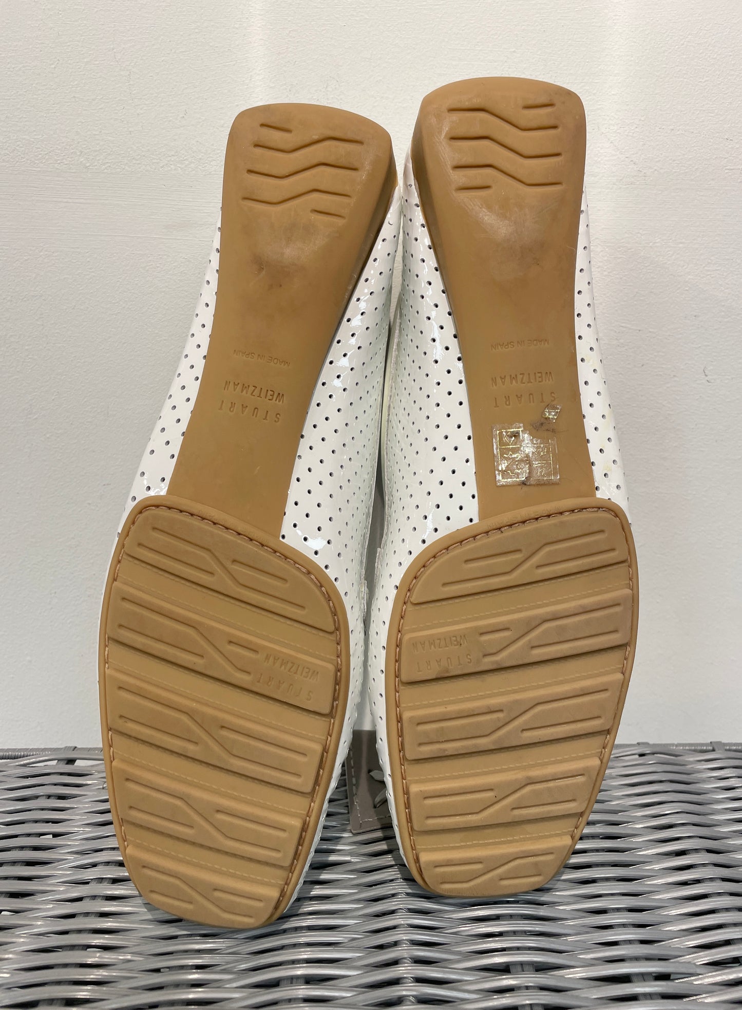 Stuart Weitzman for Russell & Bromley White Patent Leather Flat Moccasin Shoe 9.5 UK 7.5
