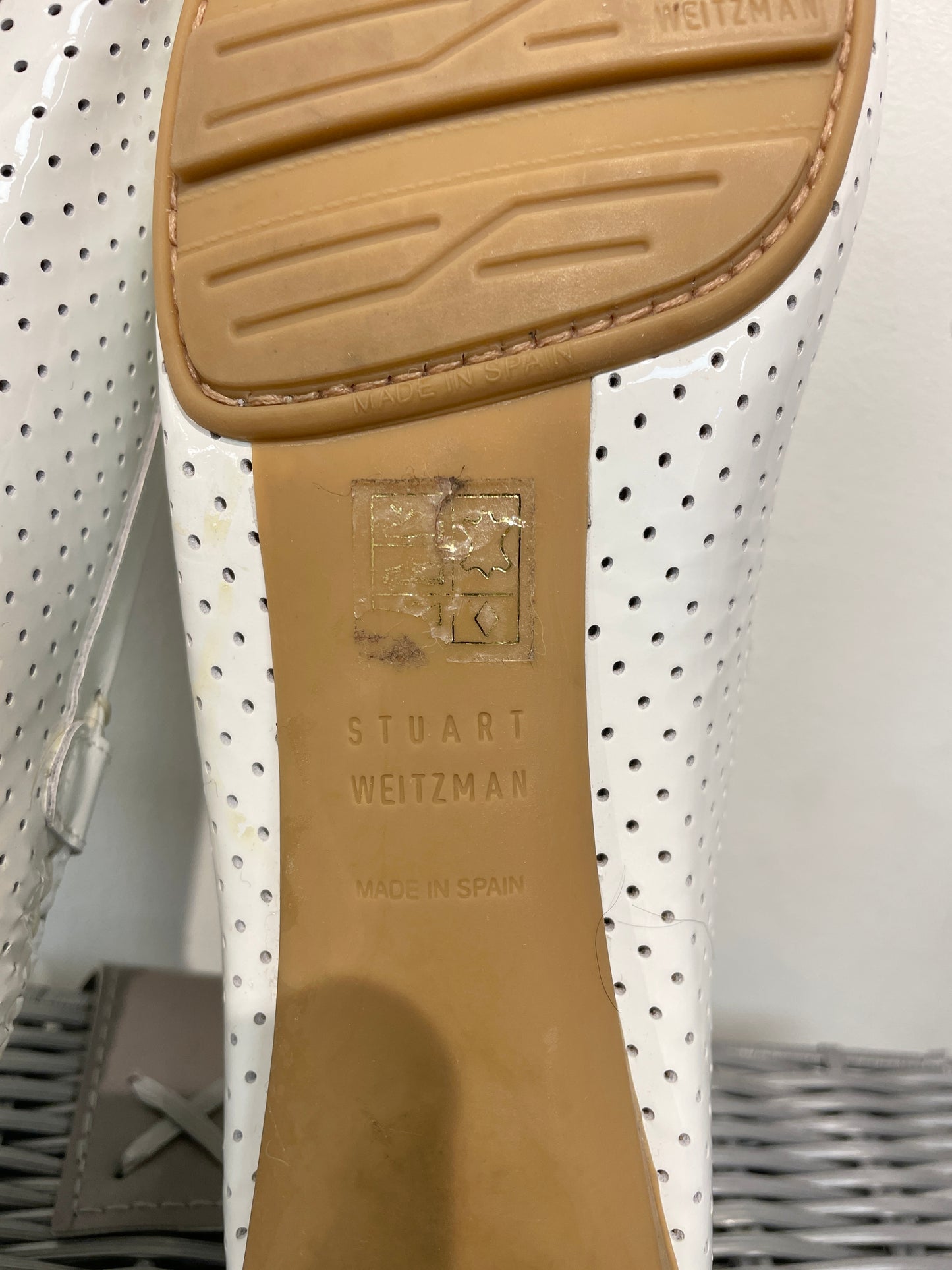 Stuart Weitzman for Russell & Bromley White Patent Leather Flat Moccasin Shoe 9.5 UK 7.5