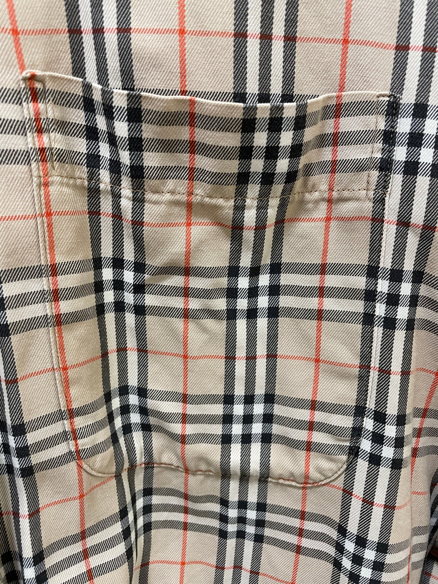 Vintage Burberrys Beige Black Red Nova Check Long Sleeve Shirt Large