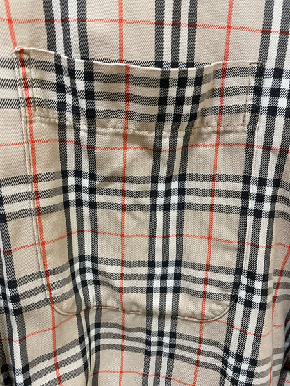 Vintage Burberrys Beige Black Red Nova Check Long Sleeve Shirt Large