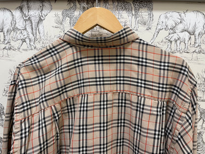 Vintage Burberrys Beige Black Red Nova Check Long Sleeve Shirt Large