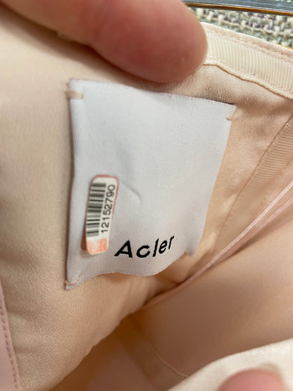 Acler Yellow Orange Beige Pattern Satin Strapless Maxi Dress Size 14