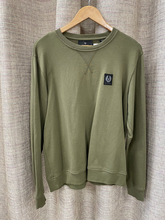 Belstaff Khaki Green Jefferson Sweatshirt Jumper Large