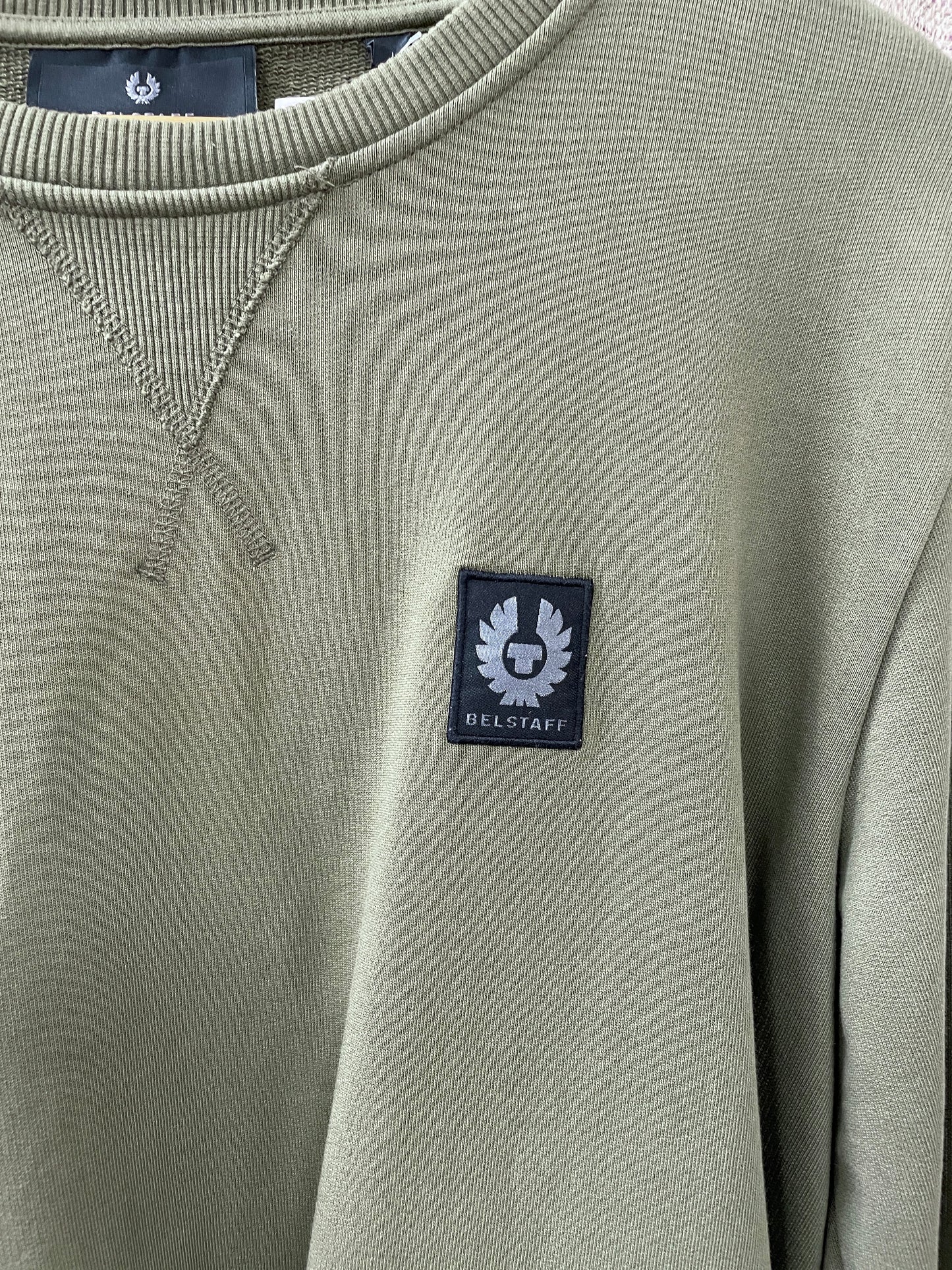 Belstaff Khaki Green Jefferson Sweatshirt Jumper Large