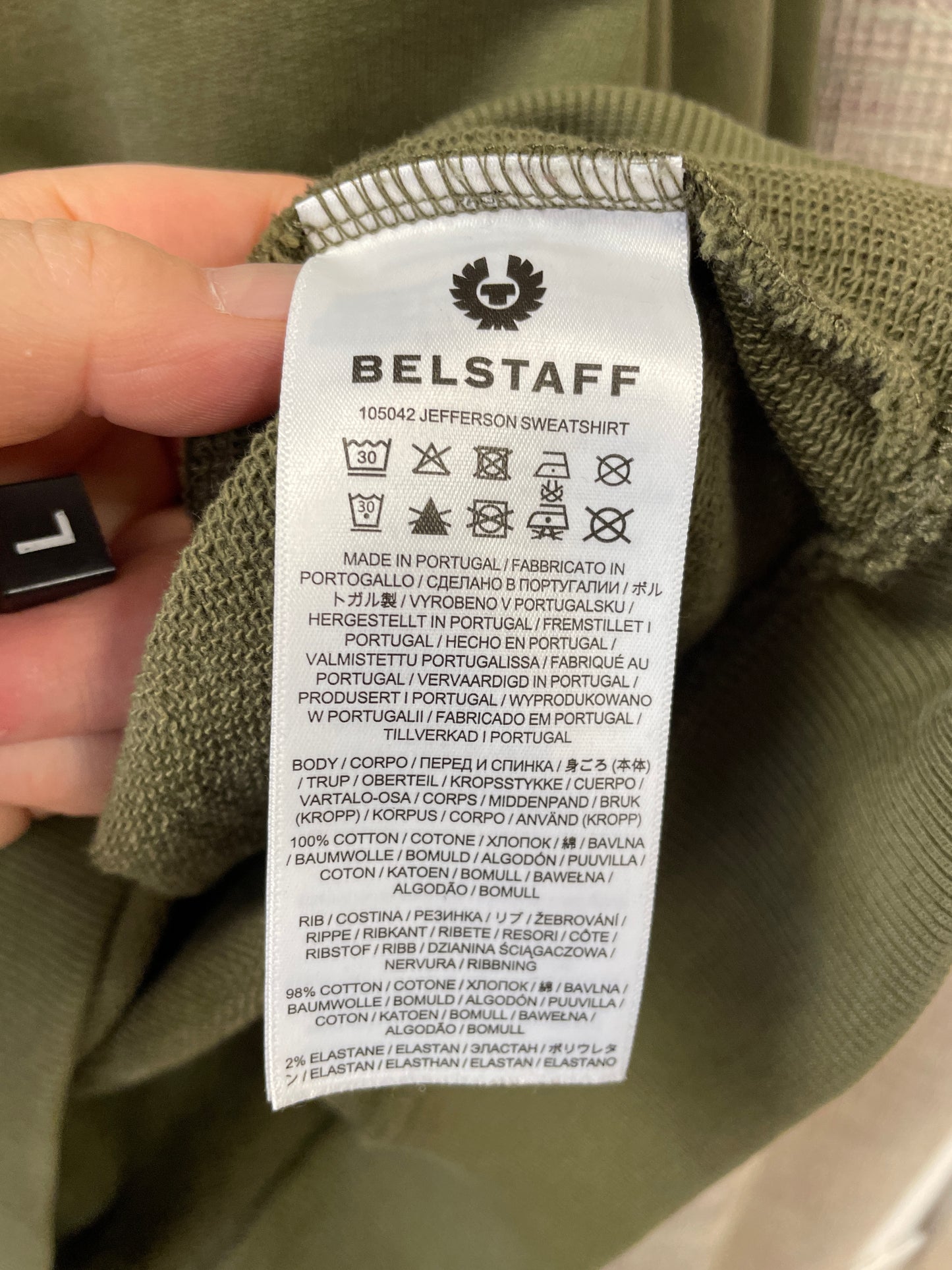 Belstaff Khaki Green Jefferson Sweatshirt Jumper Large