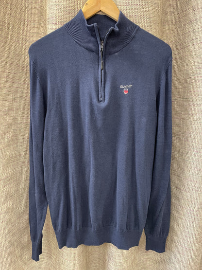 Gant New with Tags Navy Blue Half Zip Knitted Jumper Large