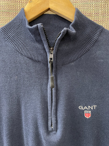 Gant New with Tags Navy Blue Half Zip Knitted Jumper Large
