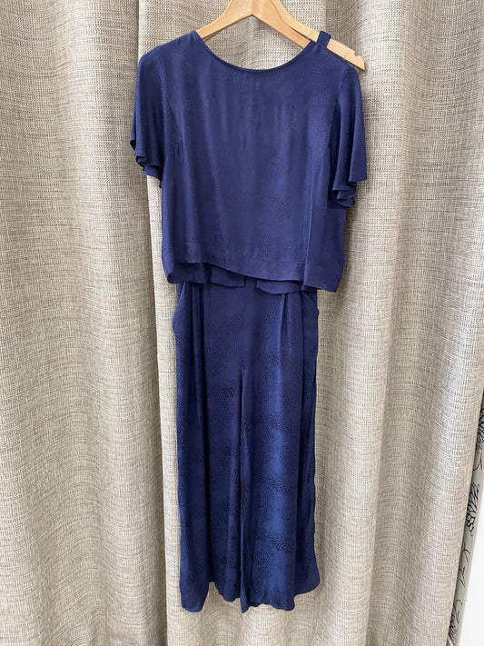 Oliver Bonas Navy Blue 2 Piece Jumpsuit & Crop Top UK Size 12