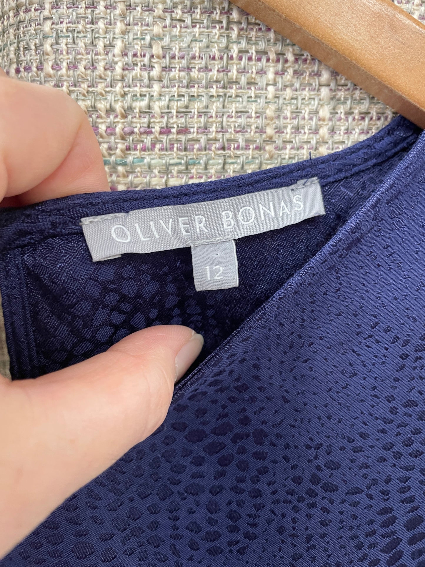 Oliver Bonas Navy Blue 2 Piece Jumpsuit & Crop Top UK Size 12
