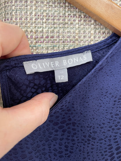 Oliver Bonas Navy Blue 2 Piece Jumpsuit & Crop Top UK Size 12