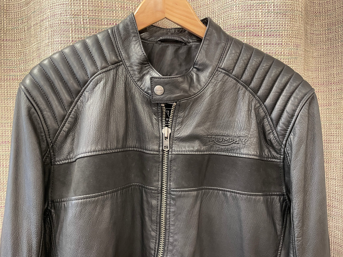Triumph Motorcycles Black Leather Biker Motorbike Jacket Large