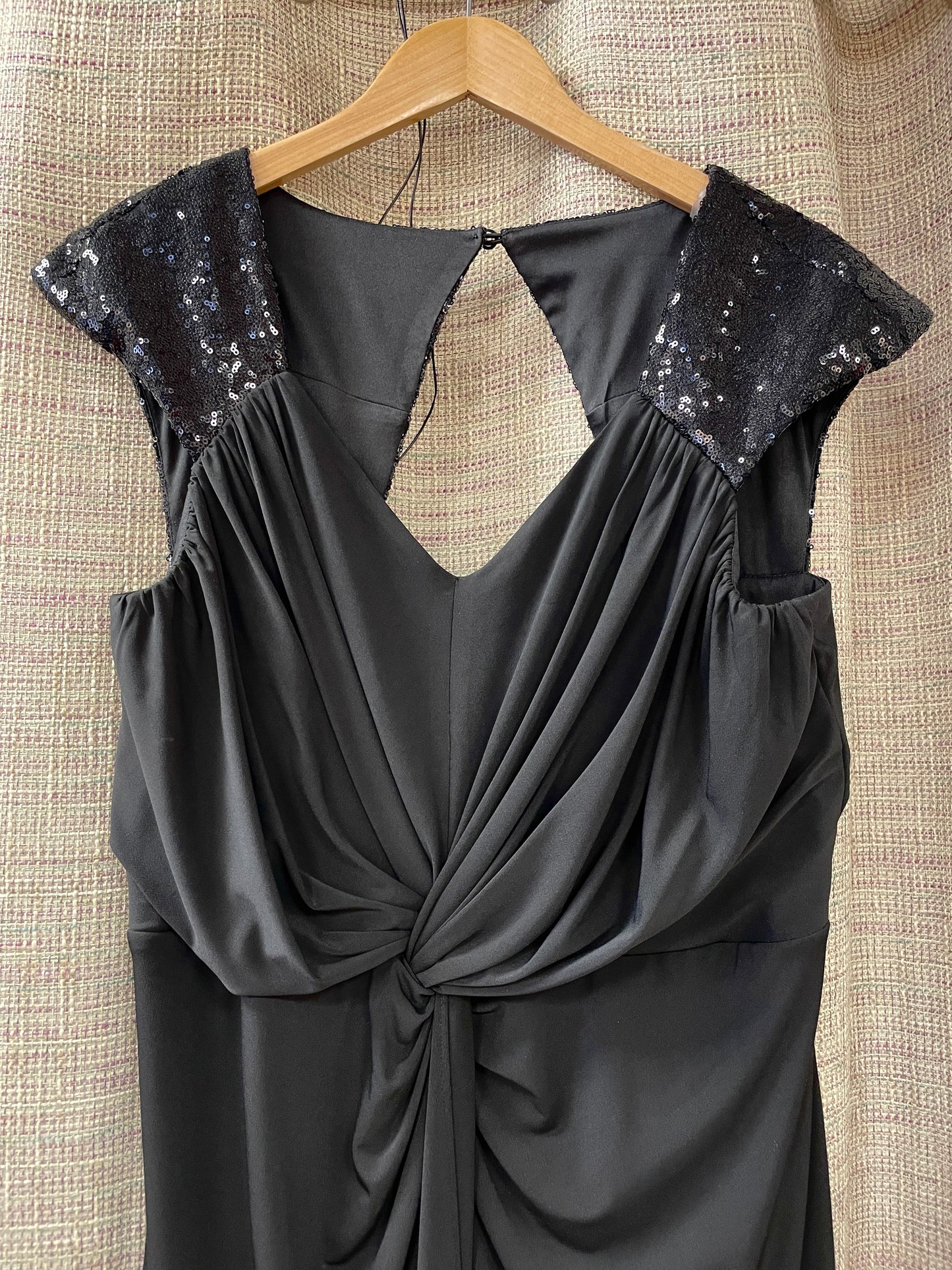 Chesca Black Jersey Sequin Long Maxi Dress Size 16