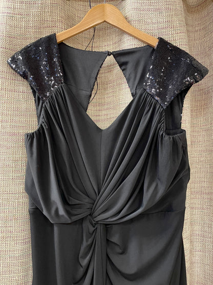 Chesca Black Jersey Sequin Long Maxi Dress Size 16