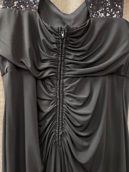 Chesca Black Jersey Sequin Long Maxi Dress Size 16