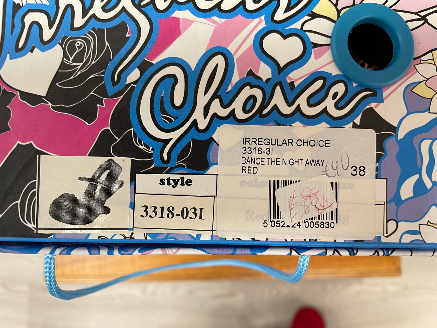Irregular Choice Red Suede Heeled Sling Back Shoes with Floral Detail Size 5