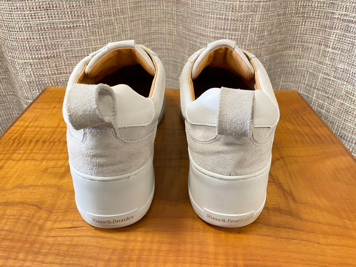 Russell & Bromley Cream Leather & Suede Pull On Wedge Trainers Size 42 UK 8