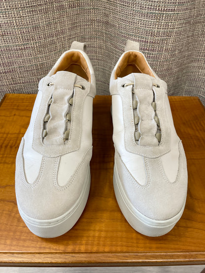 Russell & Bromley Cream Leather & Suede Pull On Wedge Trainers Size 42 UK 8