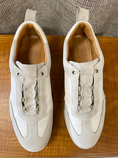 Russell & Bromley Cream Leather & Suede Pull On Wedge Trainers Size 42 UK 8