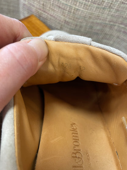 Russell & Bromley Cream Leather & Suede Pull On Wedge Trainers Size 42 UK 8